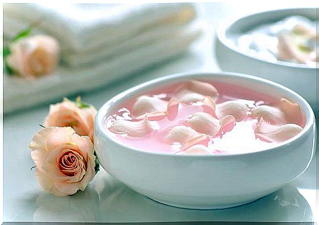 Milk, calendula and rose petals peeling