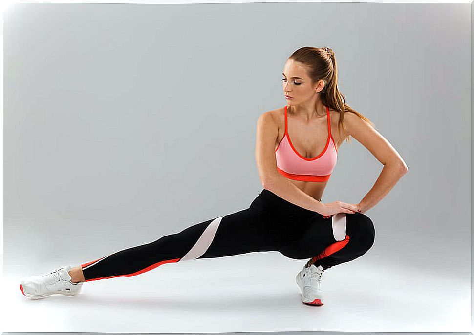 Thigh and glute stretching, playing sports