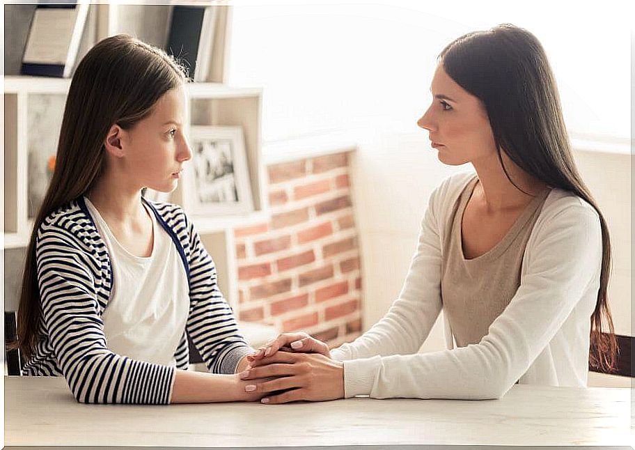 Mother listening to her daughter