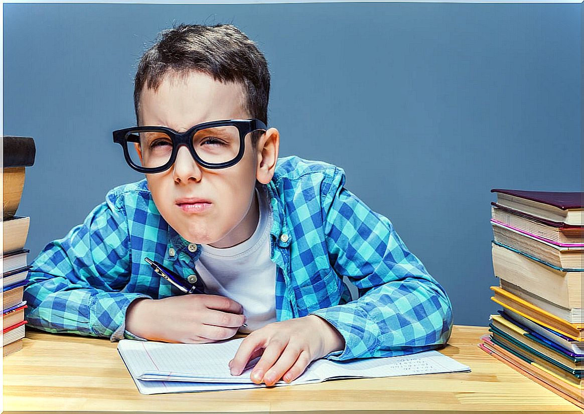 Child with glasses for hyperopia.