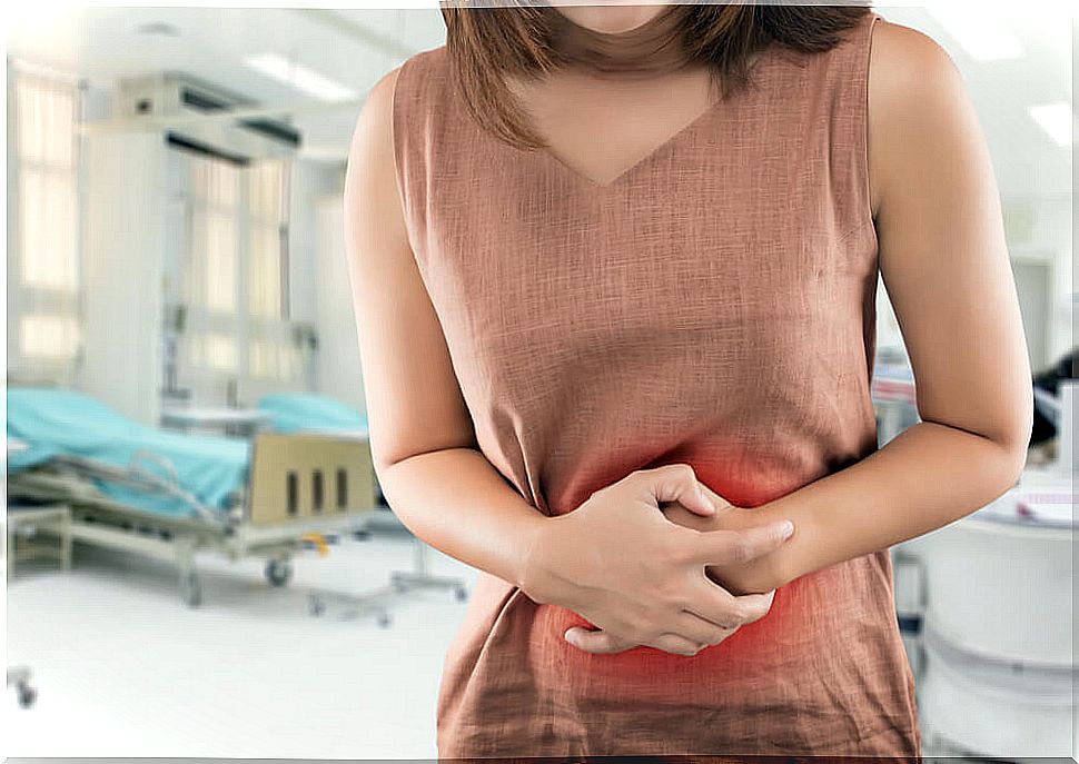 Woman with abdominal pain