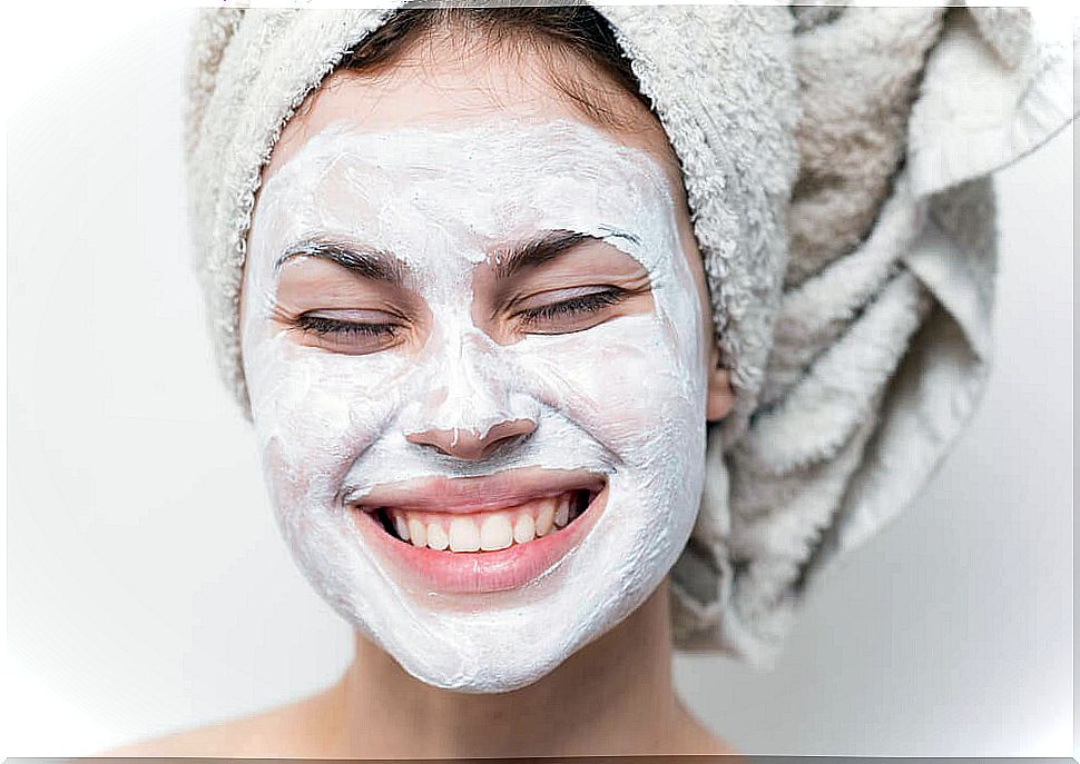 Girl with facial mask.